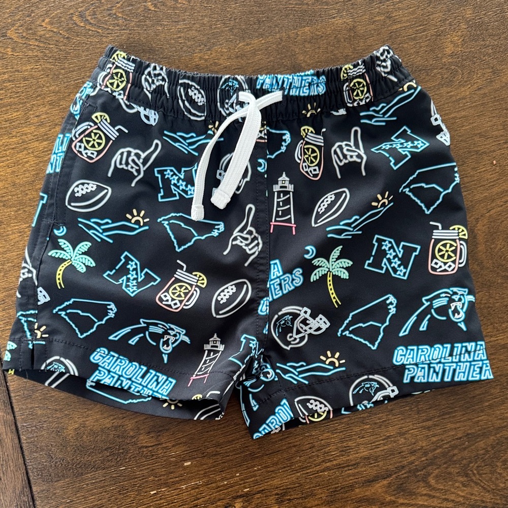 chubbies Black Swim Shorts with Teal & Yellow Accents